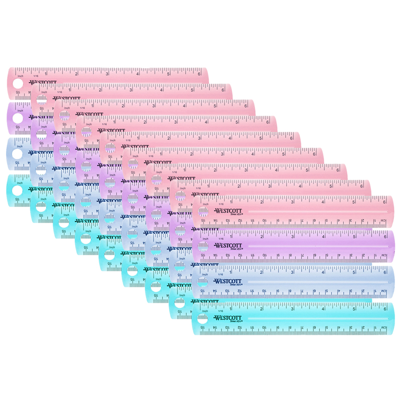  Westcott 6-Inch Plastic Ruler, Assorted Colors, 2-Pack :  Office And School Rulers : Office Products