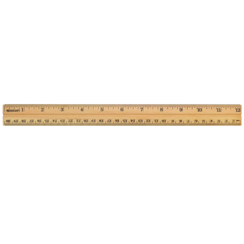  Westcott Wood Ruler Measuring Metric and 1/16  Scale With  Single Metal Edge, 30 cm (10375) : Office And School Rulers : Office  Products