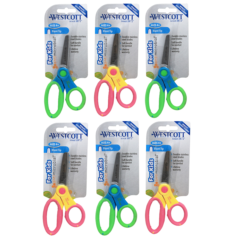 Westcott Soft Handle Kids Scissors, 5 Long, 1 3/4 Cut, Blunt Tip