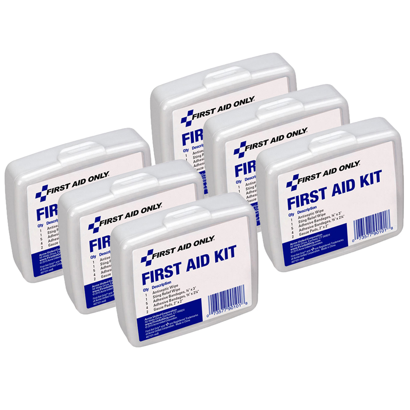 First Aid Only® Personal 13-Piece First Aid Kit with Plastic Case, 6 Kits