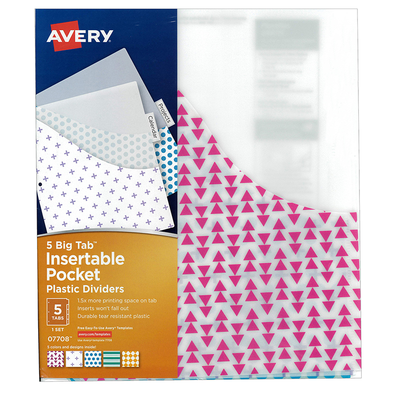 Avery Big Tab 5 Tab Pocket Insertable Plastic Dividers Set - Burris Inc