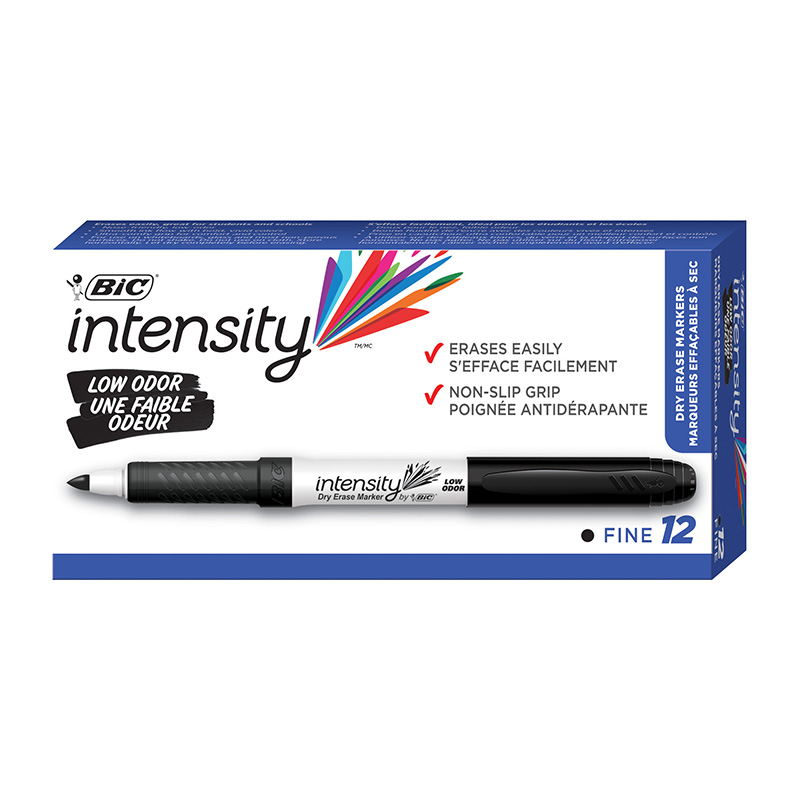 Bic Great Erase Dry Erase Marker, Black, Fine Point - 12 count