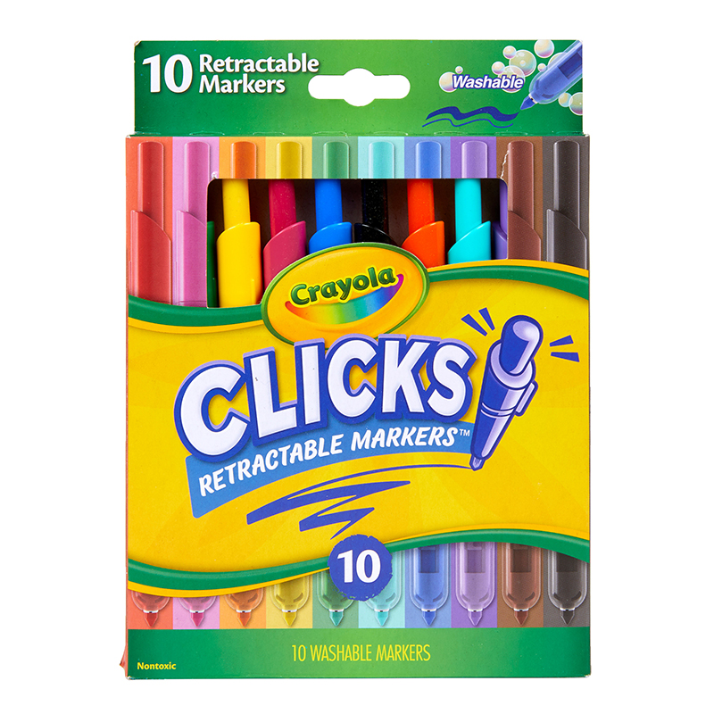 Crayola Clicks Retractable Markers, 10 Colors