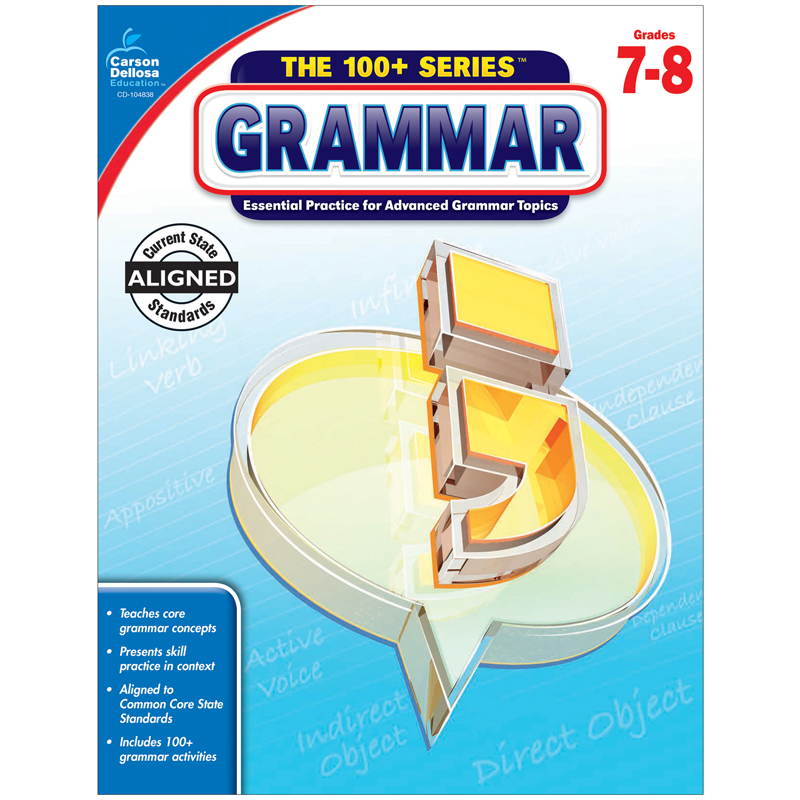 100 Plus Grammar Workbook Grade 7-8  CD-104838