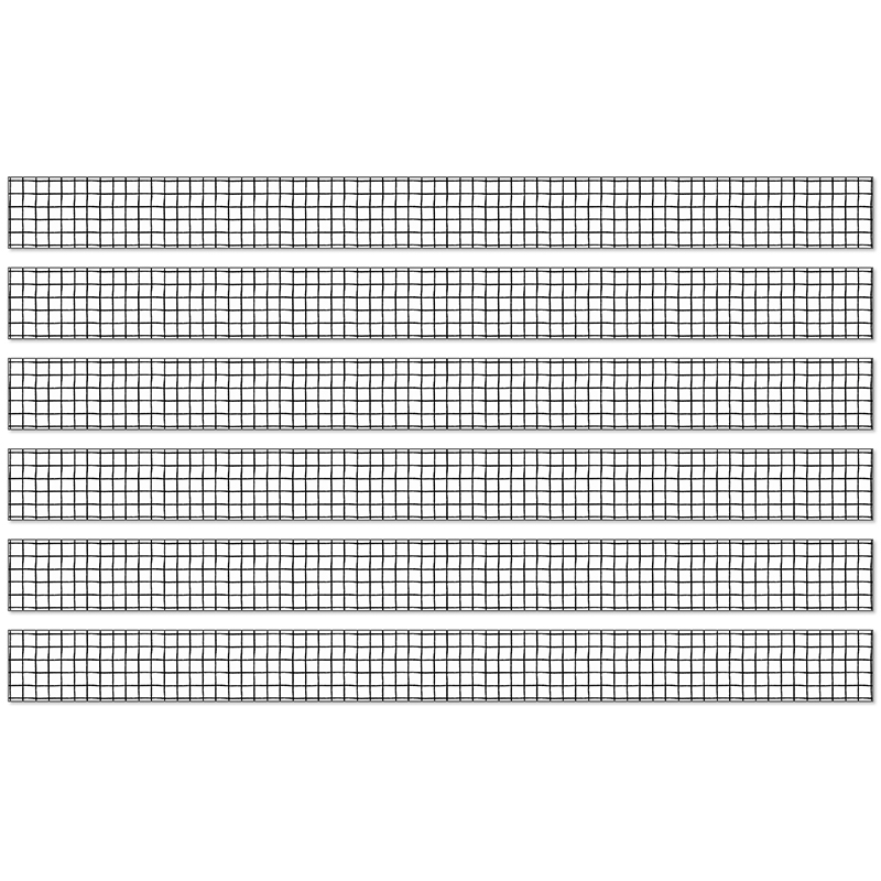 Happily Ever Elementary Creatively Inspired Black & White Grid Rolled  Straight Bulletin Board Borders, 65 Feet 