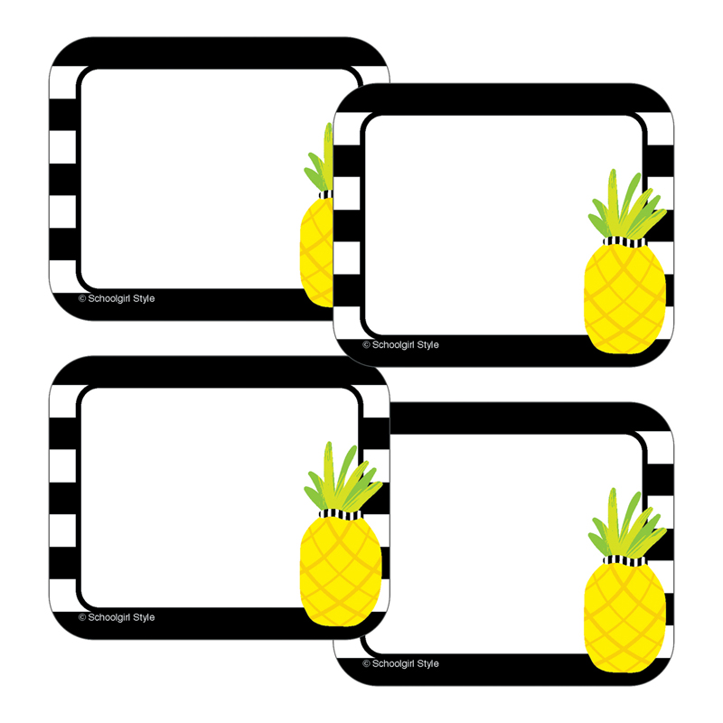 tropical pineapple stripe name tags simply stylish the school box inc