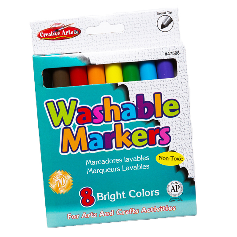 Markers Washable Broad Tip 8/Bx Assorted Colors myghop