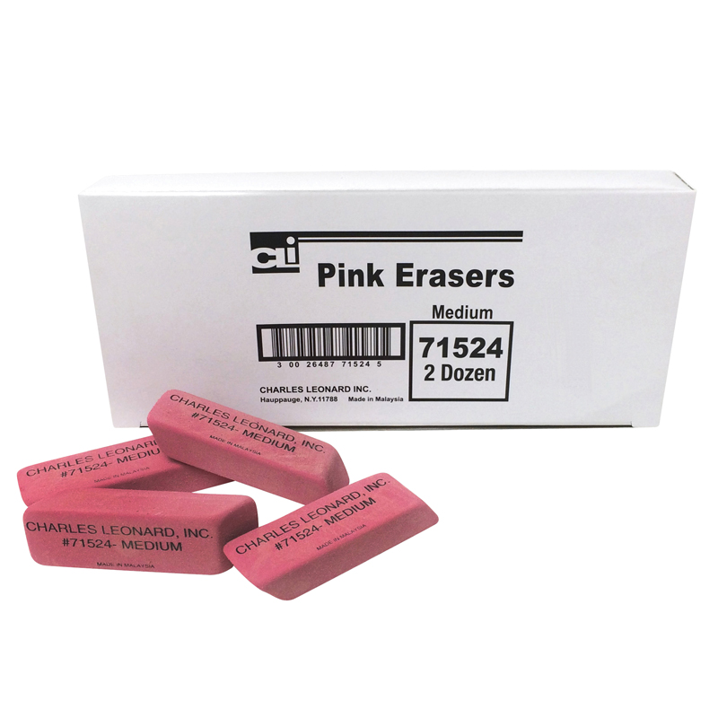 24/Bx Pink Economy Wedge Erasers Medium CHL71524