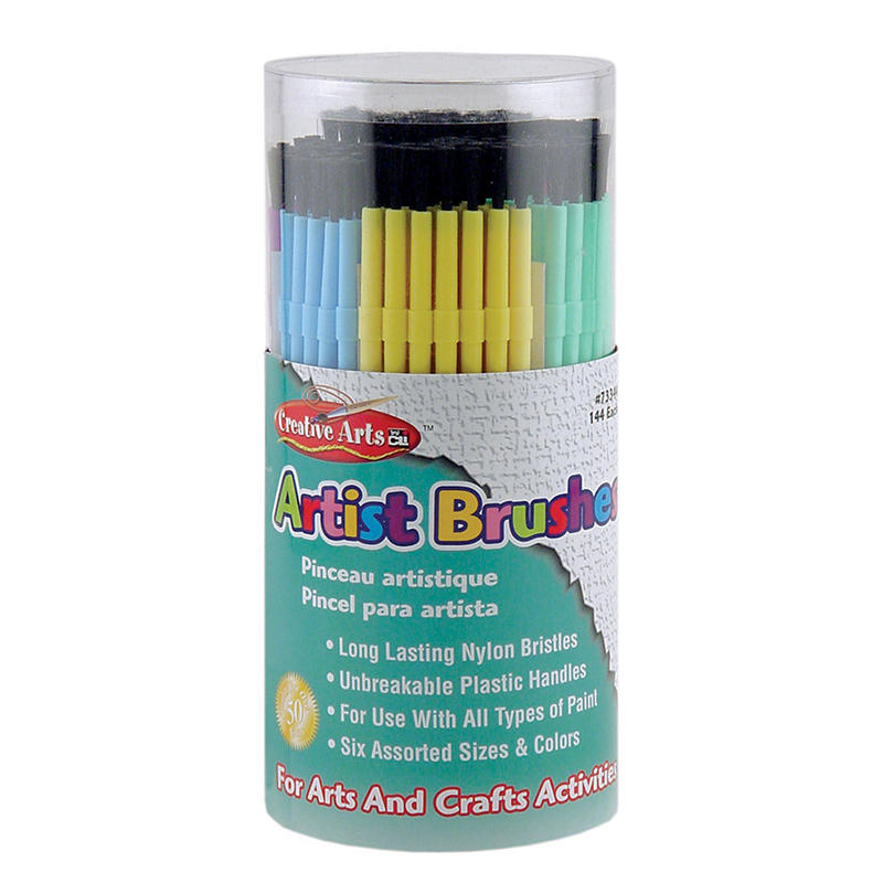 Brushes Artist Plastic Asst Clrs 144 Tub CHL73344
