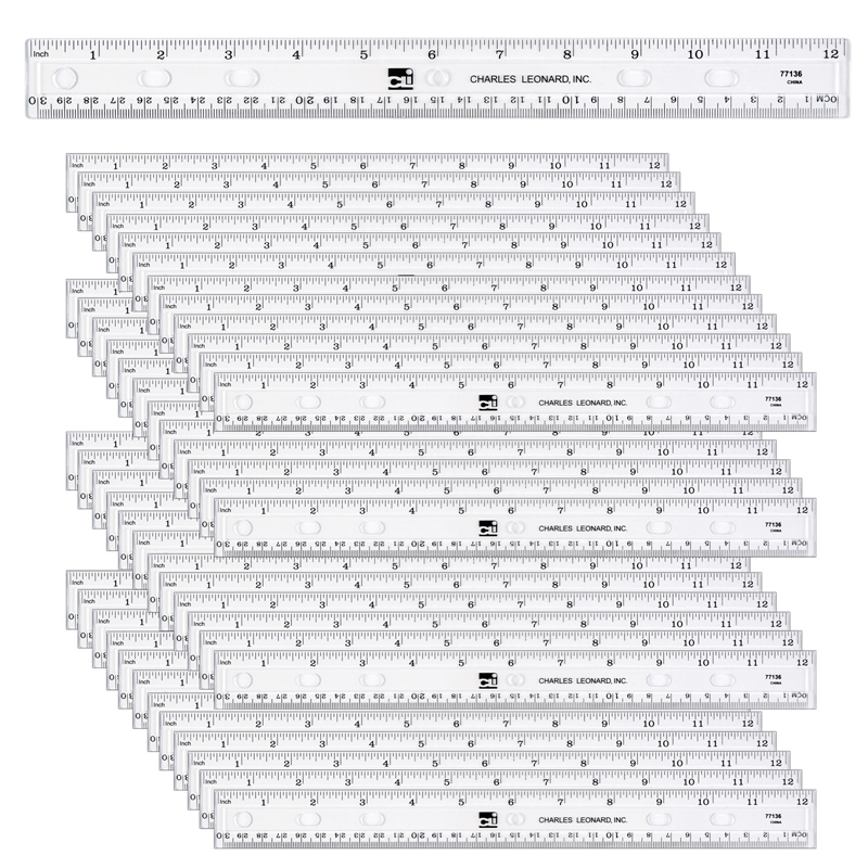 Charles Leonard (48 Ea) 12in Plastic Ruler Clear