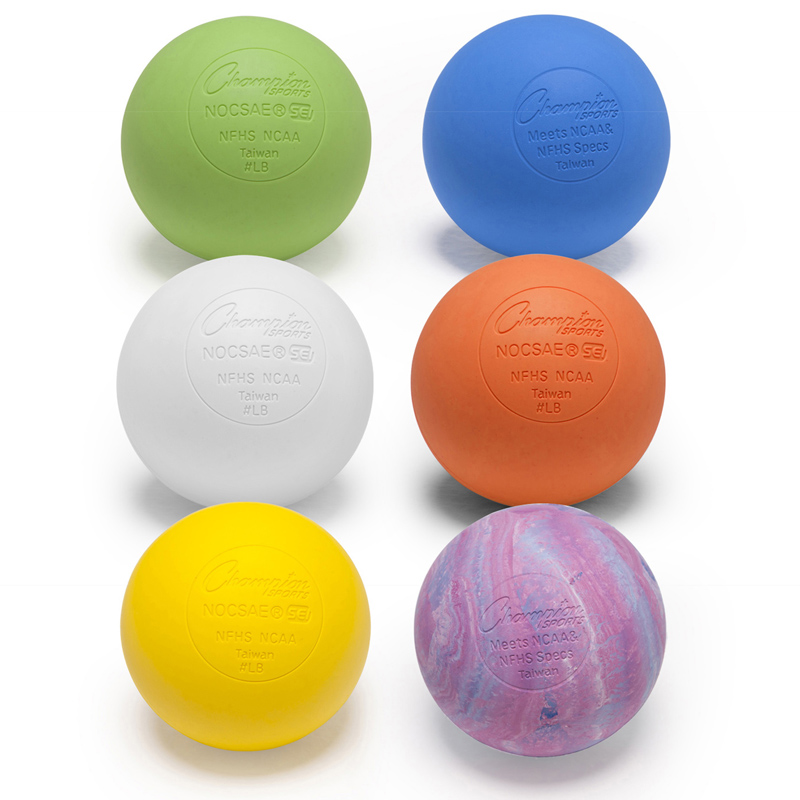 Champion Sports Official Lacrosse Ball Set, 6 Assorted Colors Zuma