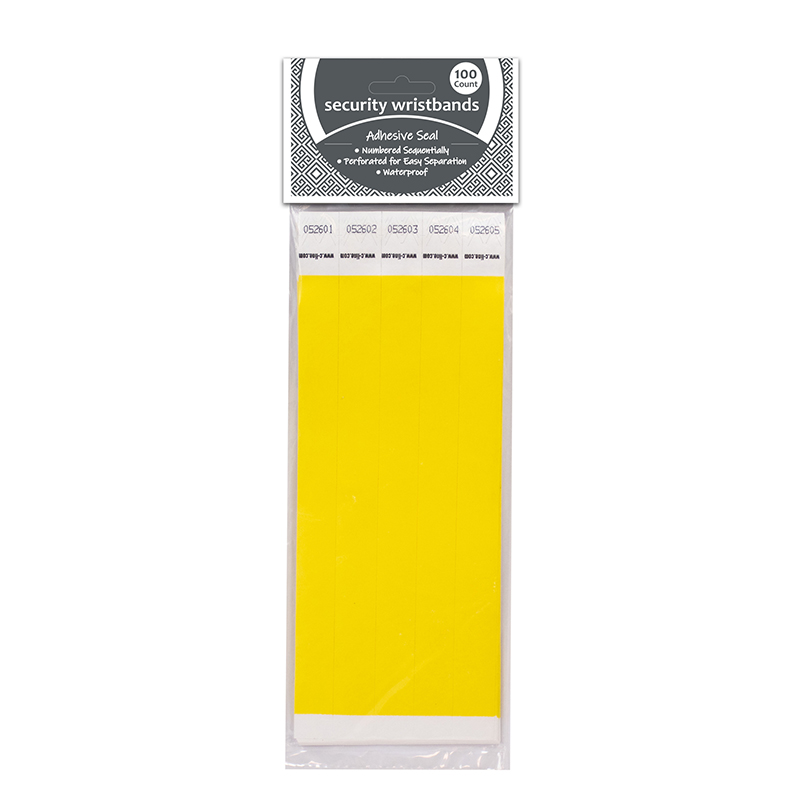 C Line Dupont Tyvek Yellow Security Wristbands 100Pk CLI89106