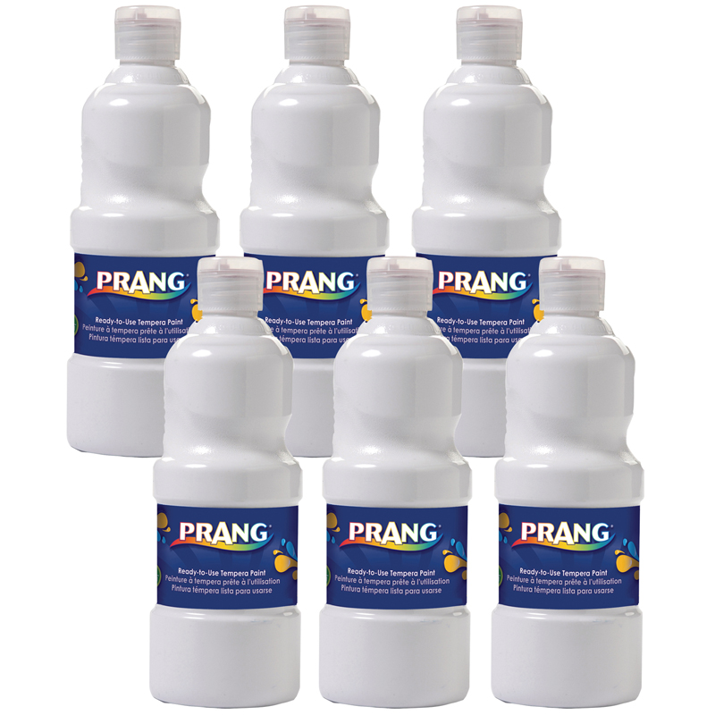 Prang Ready-to-Use Tempera Paint, White, 16 oz, Pack of 6