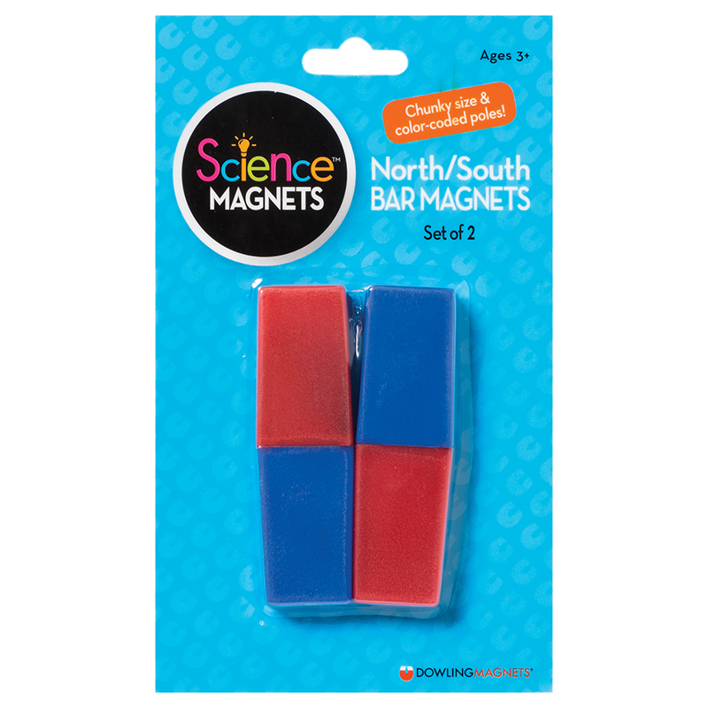 Dowling Magnets® North/South Bar Magnets, 3, Red/Blue Poles, Pack