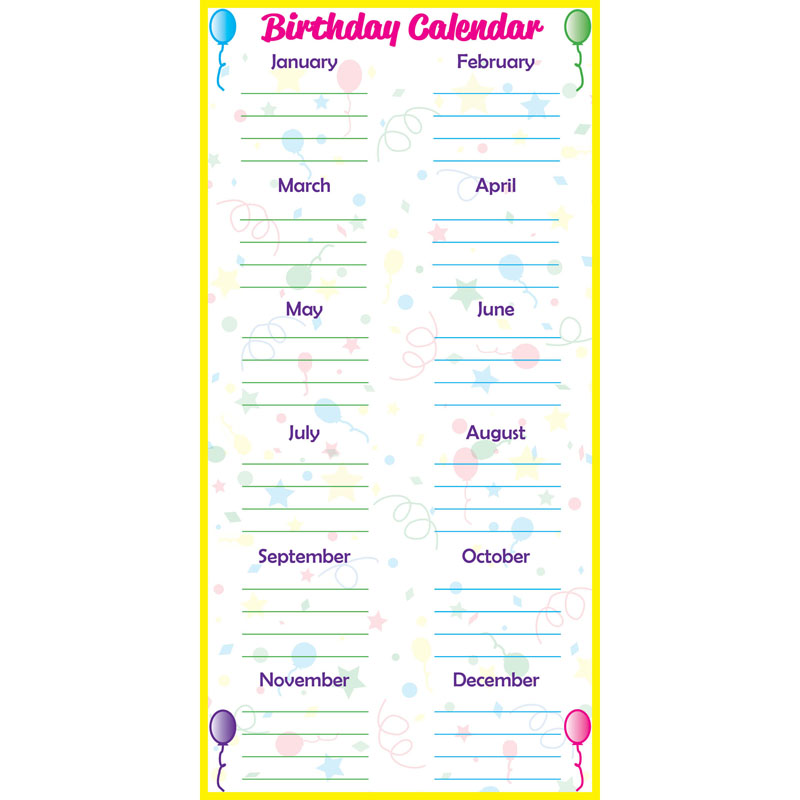 classroom birthday calendar
