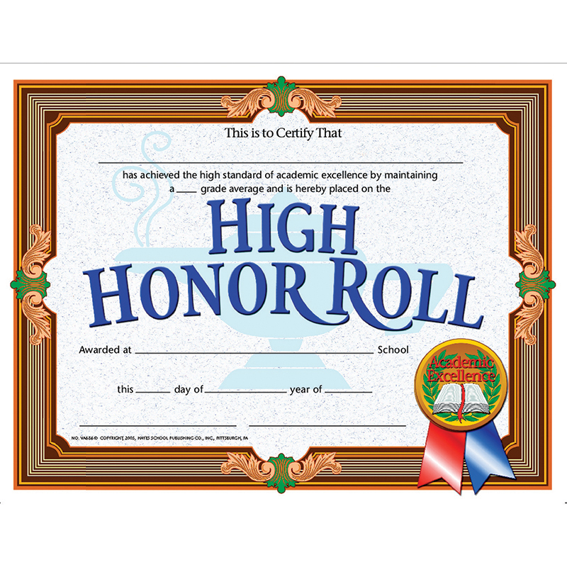 What Is Honor Roll Award In Elementary School