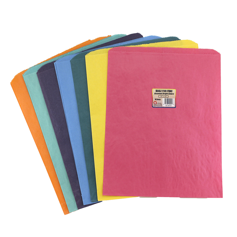Colorful Paper Bags 12X15 Asstd Colors Pinch Bottom HYG51014