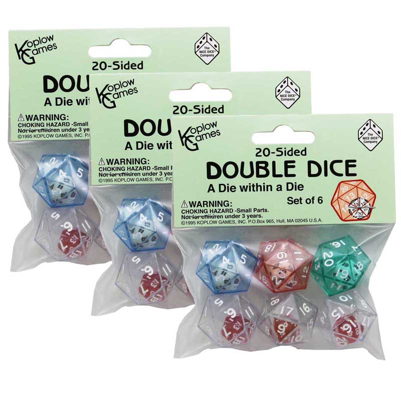 Koplow Games 20-Sided Double Dice Set, 6 Per Pack, 3 Packs - National  Office Works, Inc.