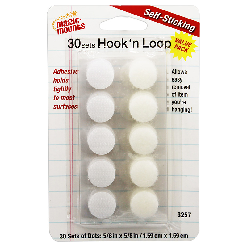 Hook 'n Loop Dots (Black) 5/8 dia. 30 sets #3257