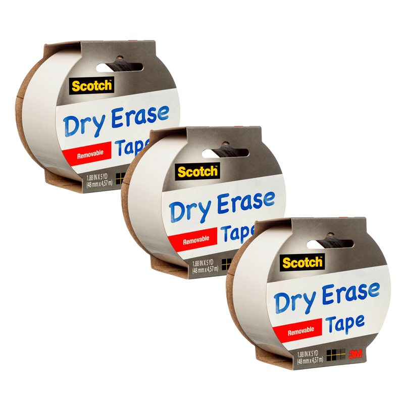 Scotch Dry Erase Tape, 1.88 x 5Yd, Pack of 3