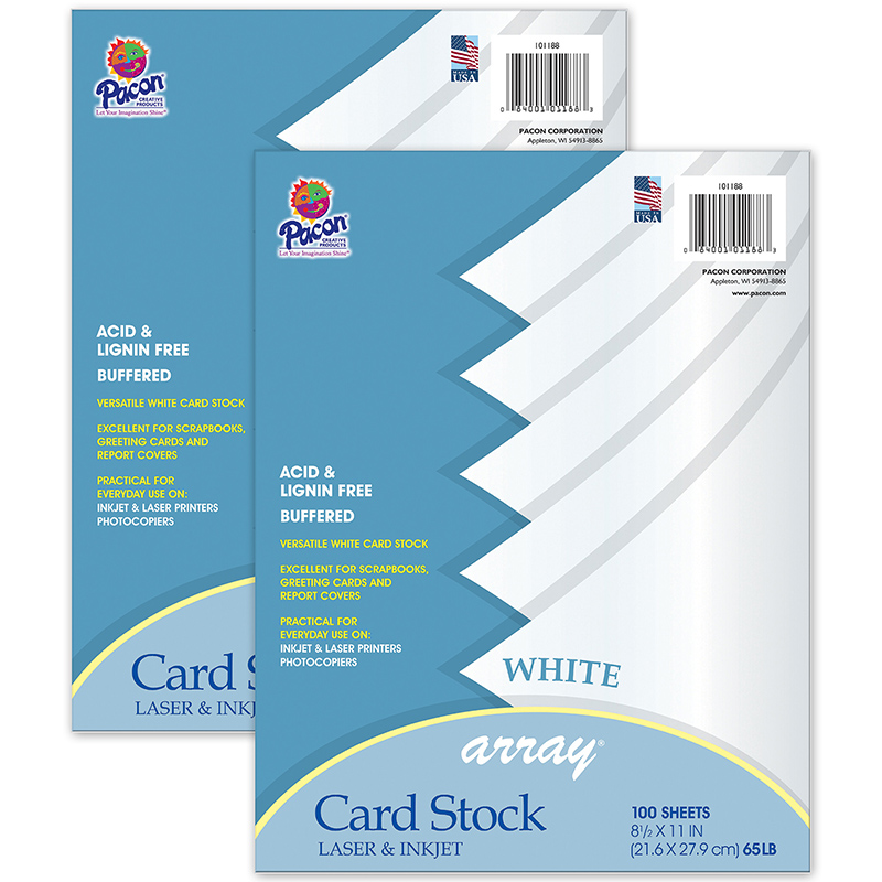 Dixon Ticonderoga Pac101188-2 Card Stock White & Assorted Color - 100 Sheet - Pack of 2
