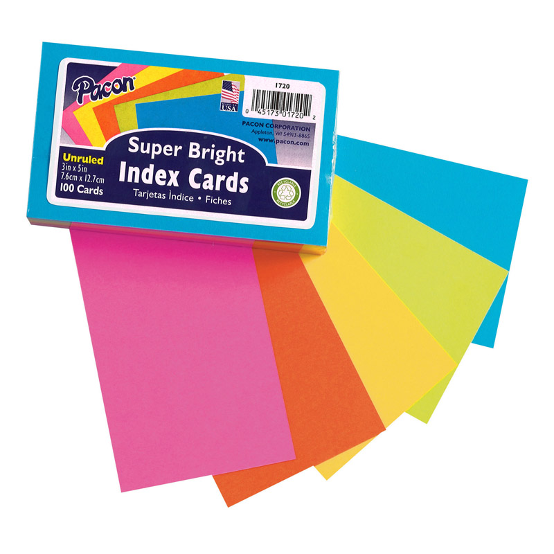 Index Cards 3X5 Blank 100 Ct Brite 