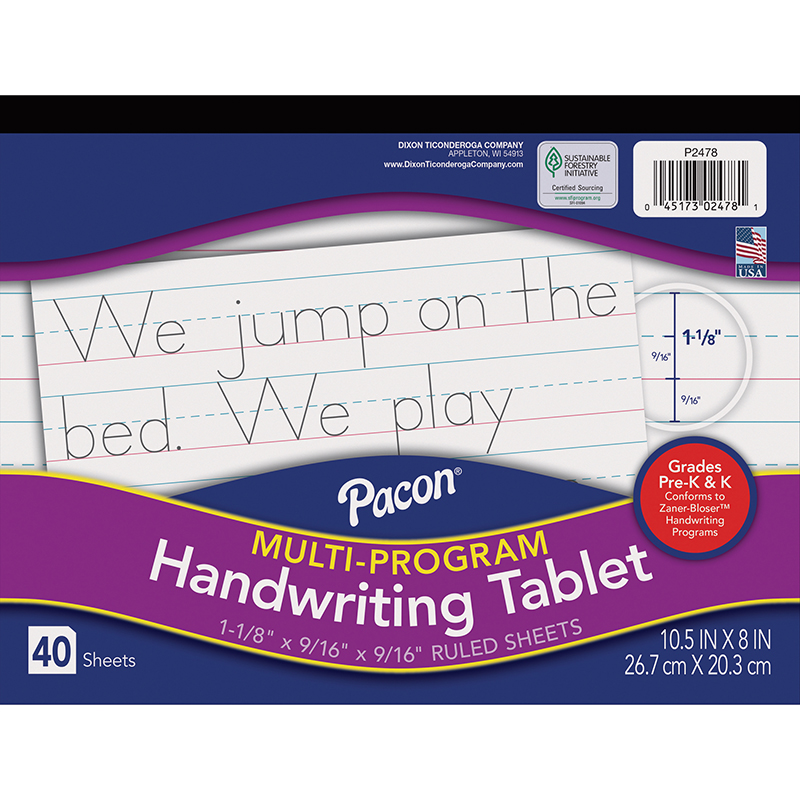 Pacon Multiprogram Handwriting Paper Tablet 10 12 x 8 1 18 Long Way Ruled  80 Pages 40 Sheets Multicolor - Office Depot