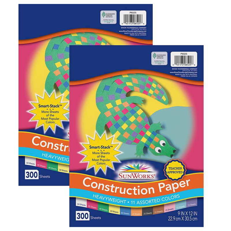 SunWorks Construction Paper, 300 Sheets per Pack, 2 Packs