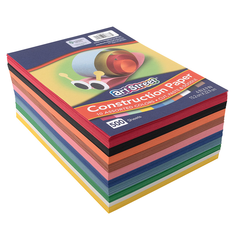 Lightweight Construction Paper, 10 Assorted Colors, 6 x 9, 500 Sheets