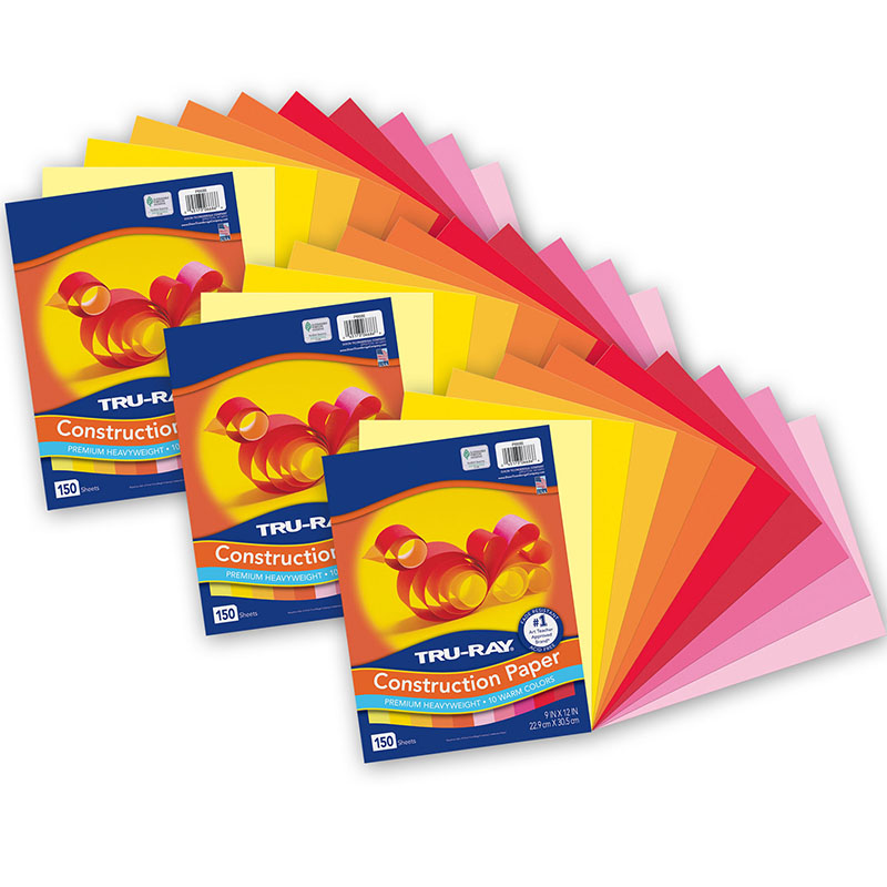 Pacon Tru-Ray Construction Paper - 9 x 12, Assorted Warm Colors, 50  Sheets 