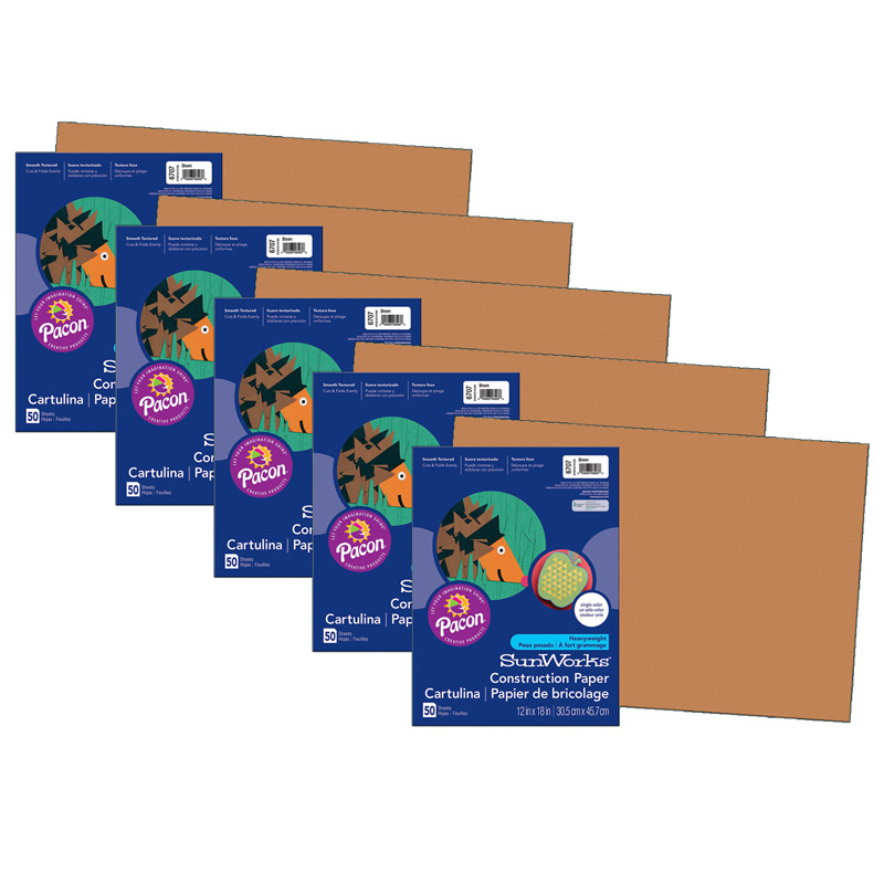Construction Paper Brown 12 x 18 50 Sheets per Pack 5 Packs