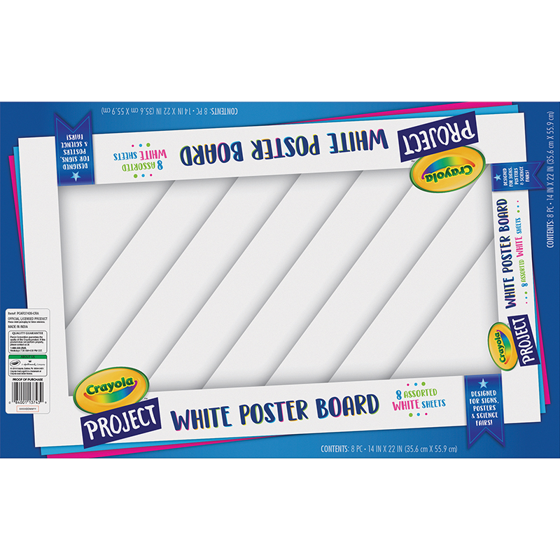 UCreate Poster Board White 8 Sheets 24/CT
