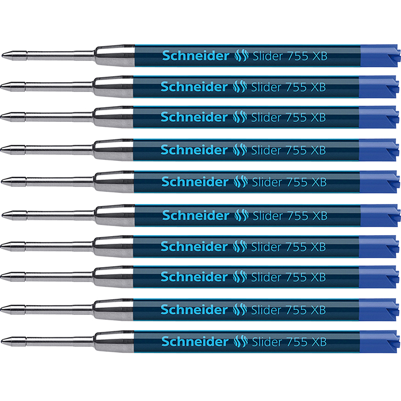Spit wonder achter Schneider® Slider 755 XB Ballpoint Pen Refill, Viscoglide Ink, Blue, Pack  of 10