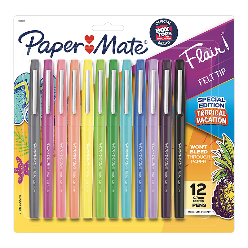 Paper Mate Flair Medium Point Guard Felt Tip Pens No Bleed