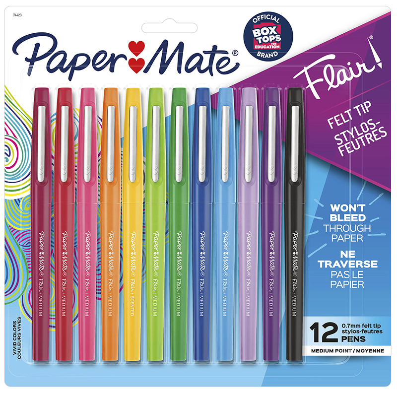 Paper Mate Flair Felt Tip Pens, Medium & Bold points. Assorted