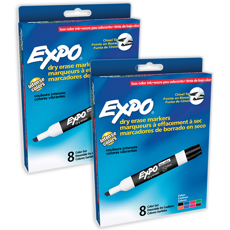 Expo Low Odor/Dry Erase Markers – Chisel Tip, 8/pk - Dry Erase