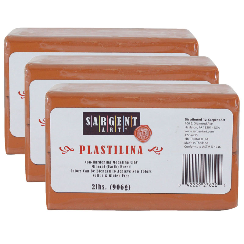 Plastilina Non-Hardening Modeling Clay, 2 lbs., Terra Cotta - SAR227630, Sargent Art Inc.