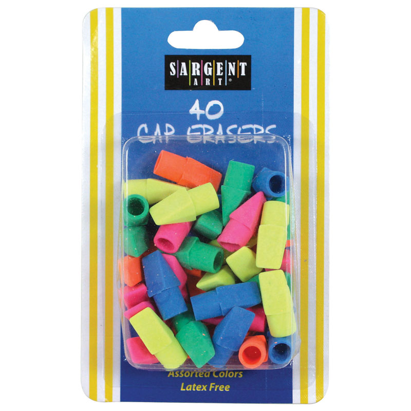 40Ct Assorted Color Cap Eraser  SAR361015