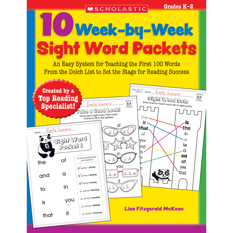 10 Week By Week Sight Word Packets  SC-9780545204583