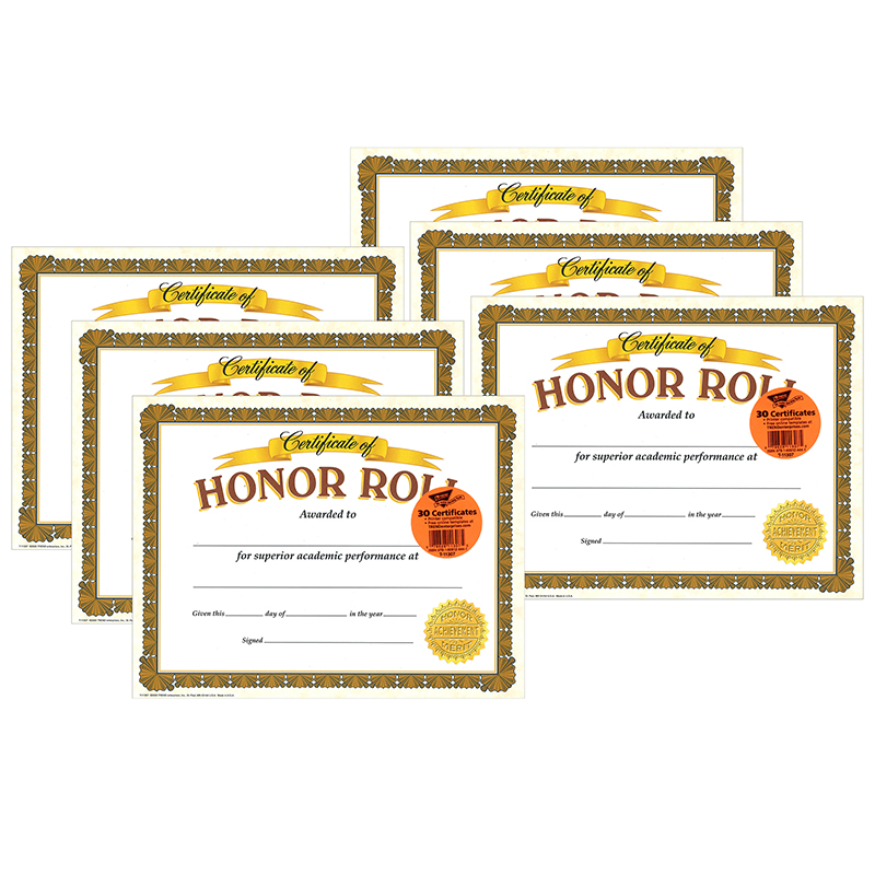 doorgaan Onaangeroerd rijk TREND Honor Roll Classic Certificates, 30 Per Pack, 6 Packs - Zuma