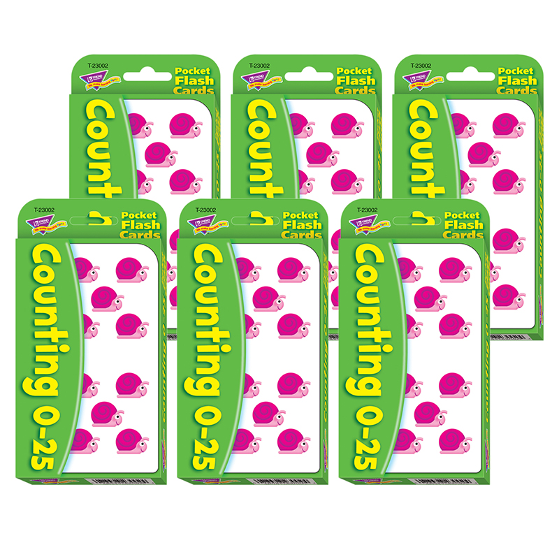 TREND Counting 0-25 Pocket Flash Cards, 6 Packs - Zuma