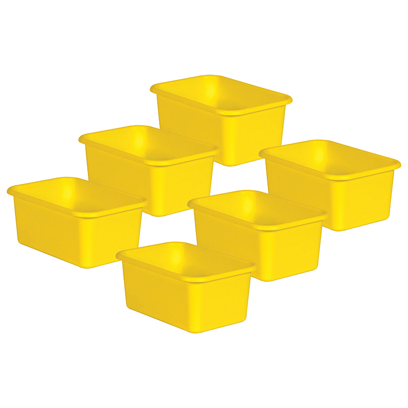 Teacher Created Resources Yellow Small Plastic Storage Bin, Pack of 6