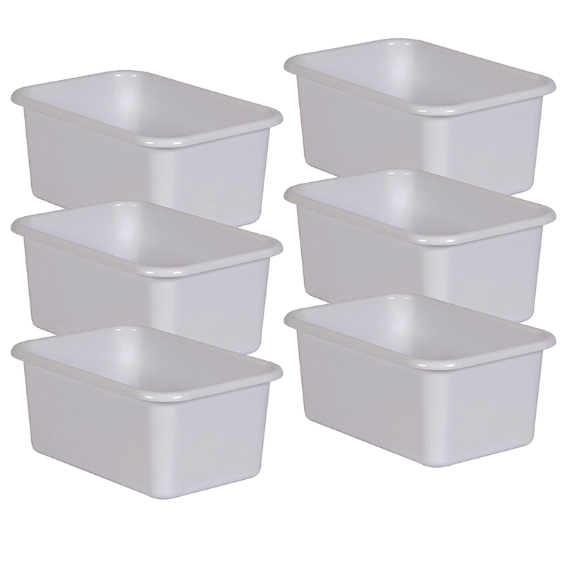 Gray Small Plastic Storage Bin, Pack of 6