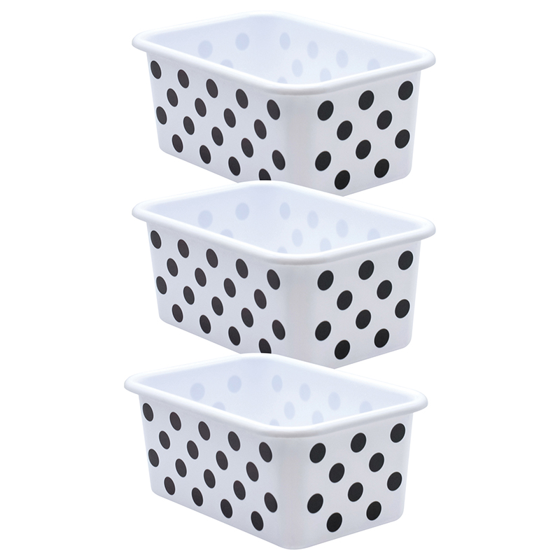 Small Plastic Storage Bin - Black Polkadot on White – Art Therapy