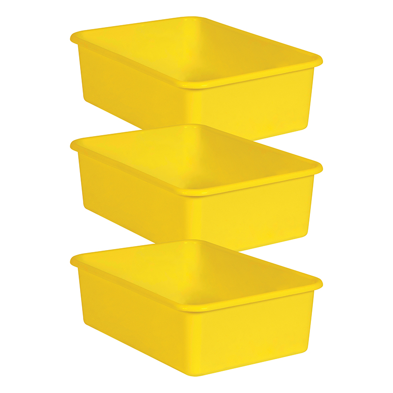 Teacher Created Resources Yellow Large Plastic Storage Bin, Pack of 3