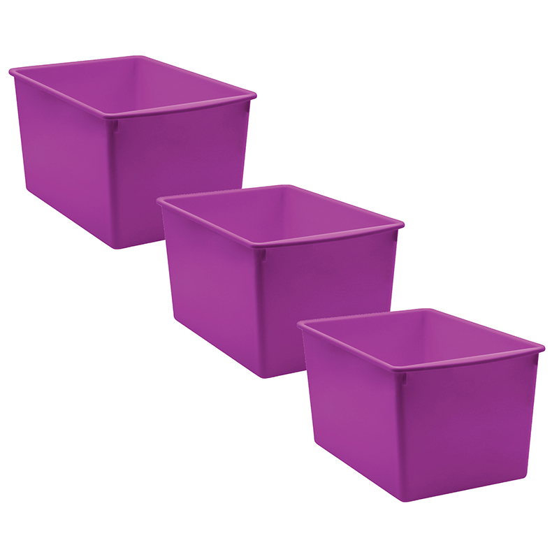 Teacher Created Resources Pink Large Plastic Storage Bin, Pack of 3