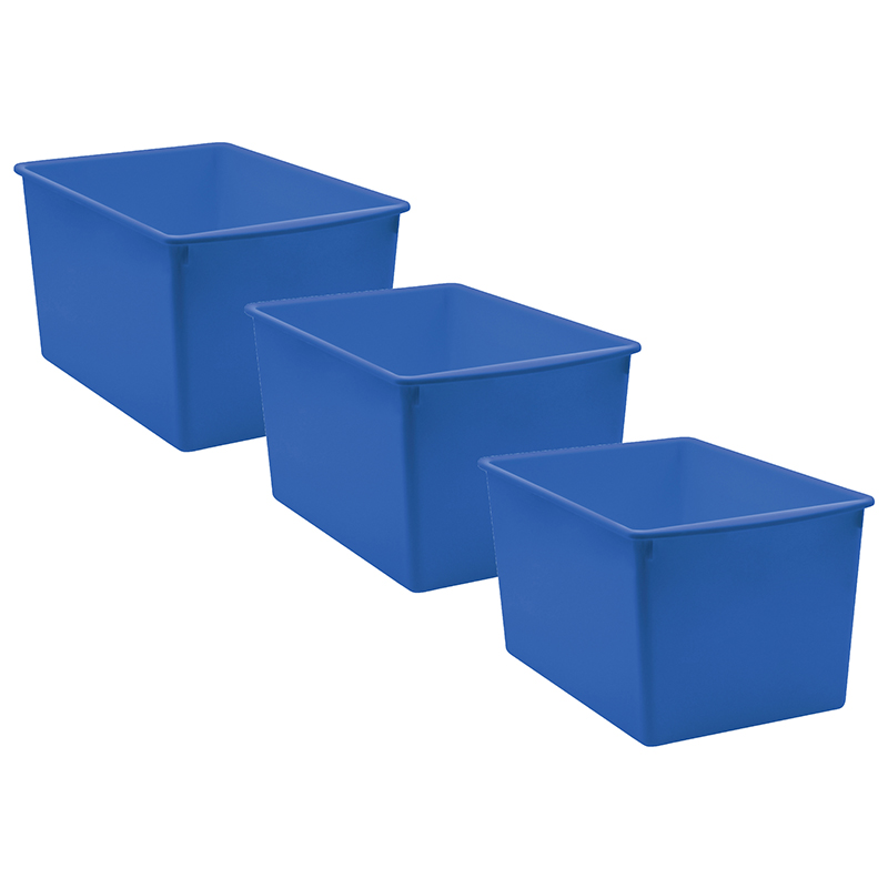 Teacher Created Resources Blue Plastic Multi-Purpose Bin, Pack of 3