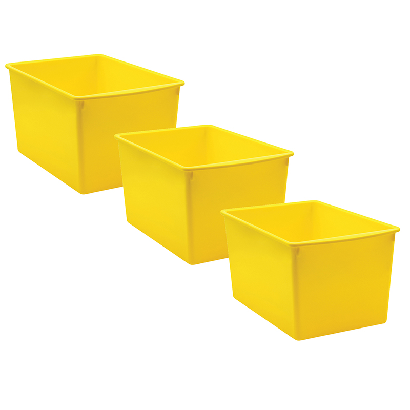 Teacher Created Resources Yellow Large Plastic Storage Bin, Pack of 3