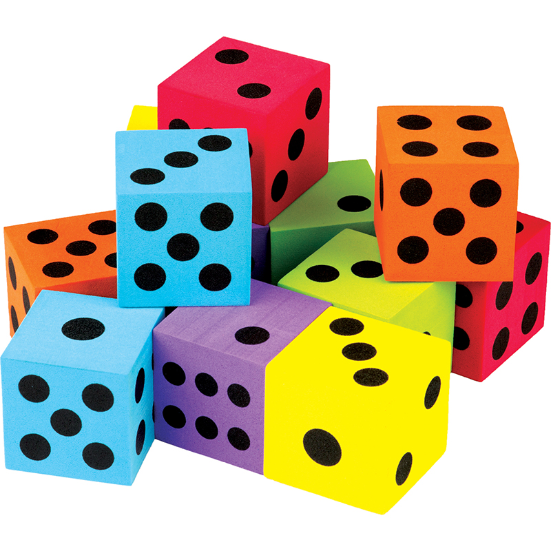 12 Foam Dice Colored 1 1/2 Inches Across *Brand New & Sealed * 6 Pairs 