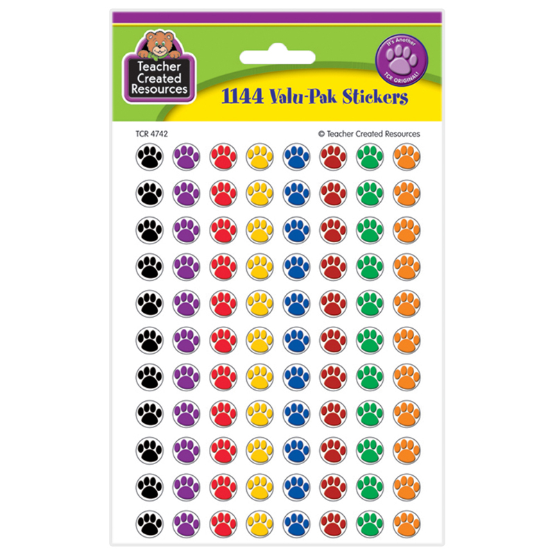 Colorful Paw Prints Mini Stickers Value Pack The School Box Inc